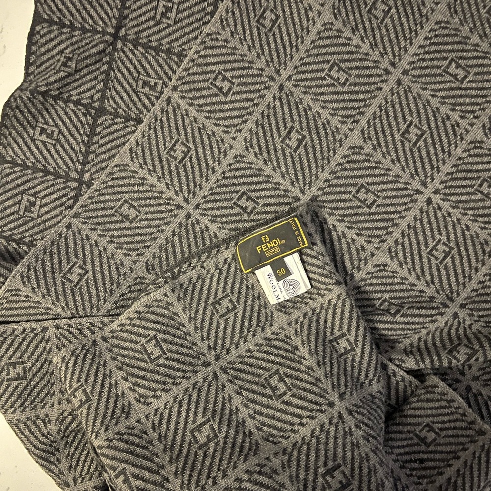 Fendi Black and Gray Wool Scarf